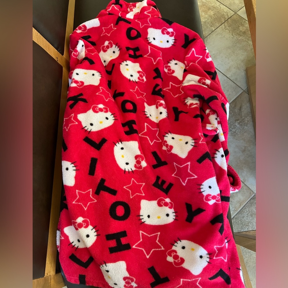 Hello Kitty Red Fleece Hooded Blanket Robe